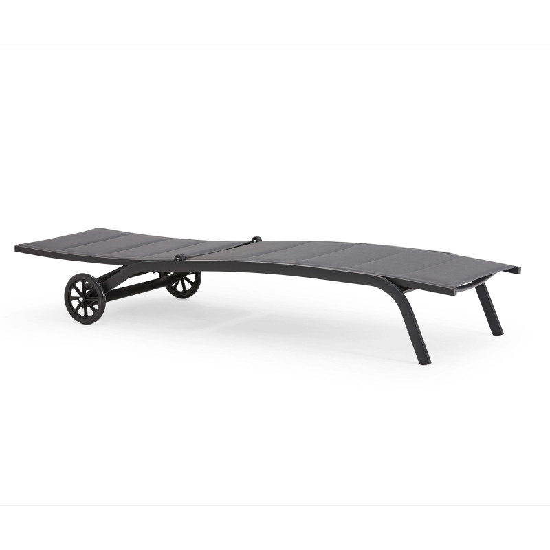 Lot de 2 bains de soleil en aluminium avec roues, inclinables 4 positions