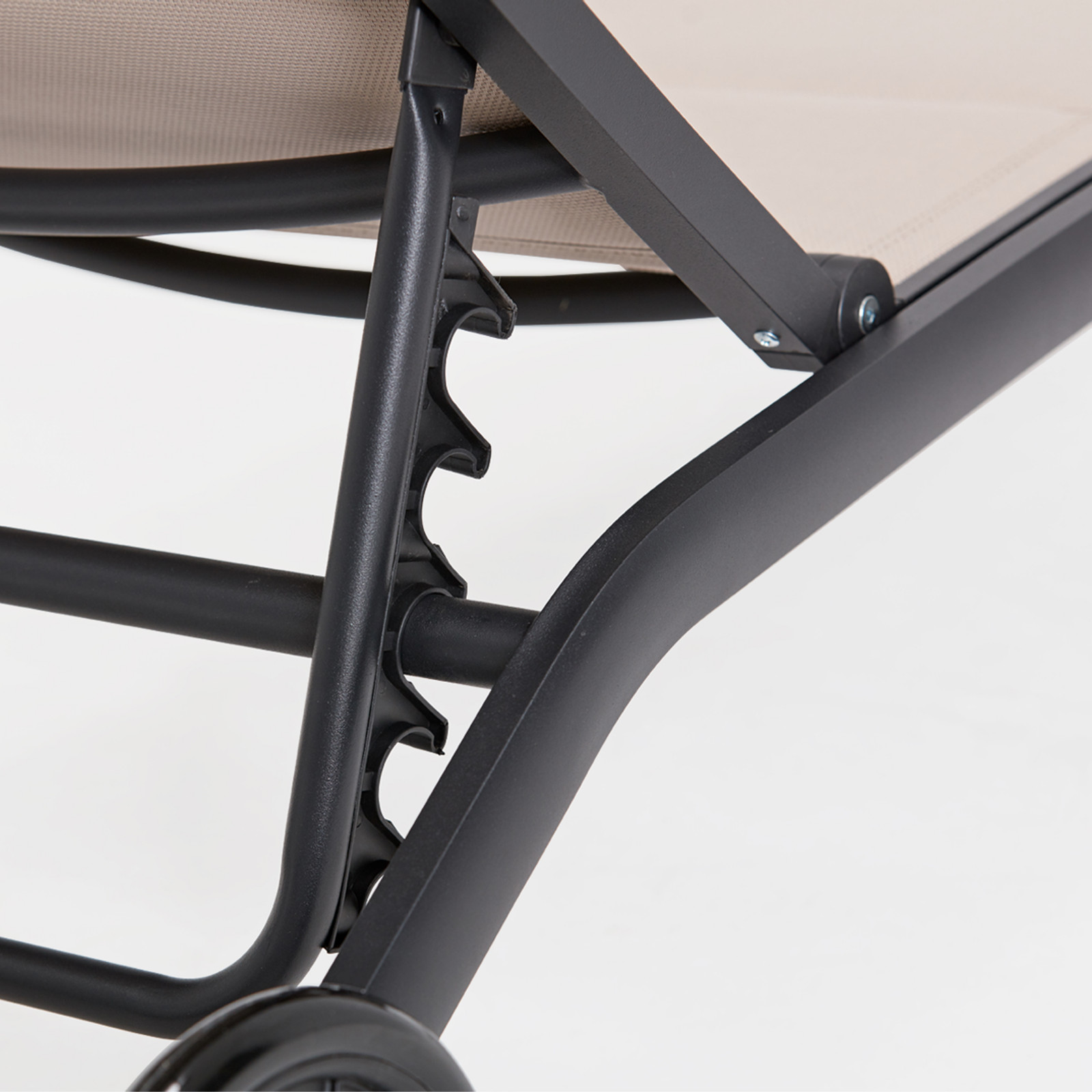 Lot de 2 bains de soleil en aluminium avec roues, inclinables 4 positions