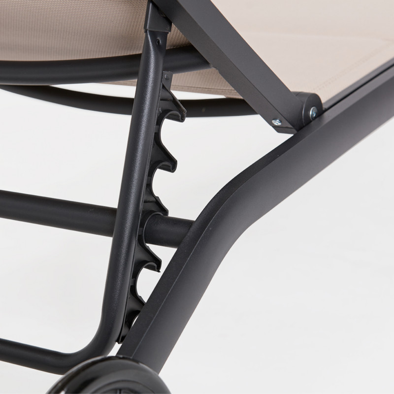 Lot de 2 bains de soleil en aluminium avec roues, inclinables 4 positions (4/6)