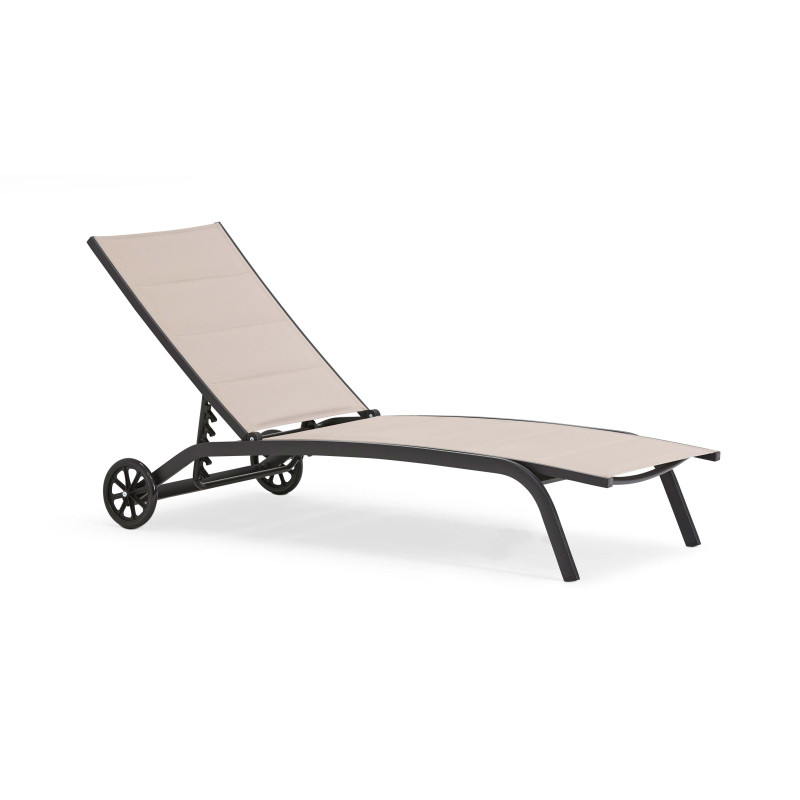 Lot de 2 bains de soleil en aluminium avec roues, inclinables 4 positions (2/6)