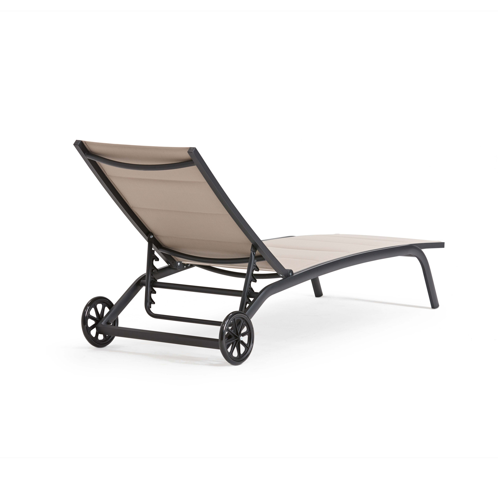 Lot de 2 bains de soleil en aluminium avec roues, inclinables 4 positions