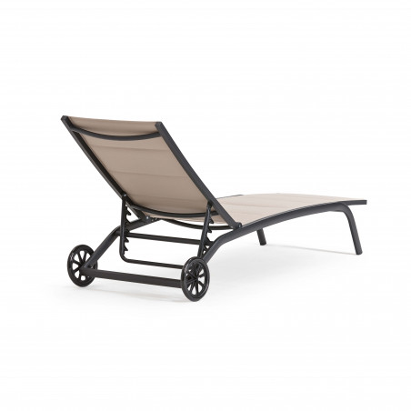 Lot de 2 bains de soleil en aluminium avec roues, inclinables 4 positions