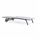 Lot de 2 bains de soleil en aluminium avec roues, inclinables 4 positions
