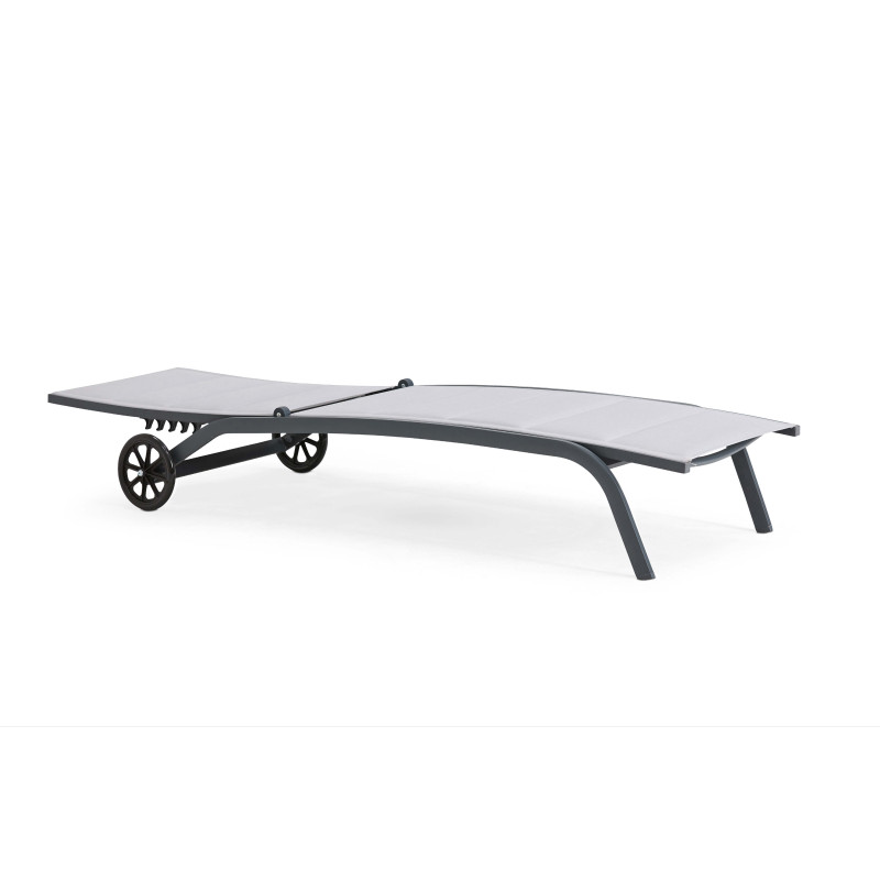 Lot de 2 bains de soleil en aluminium avec roues, inclinables 4 positions (2/6)