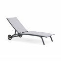 Lot de 2 bains de soleil en aluminium avec roues, inclinables 4 positions