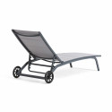 Lot de 2 bains de soleil en aluminium avec roues, inclinables 4 positions