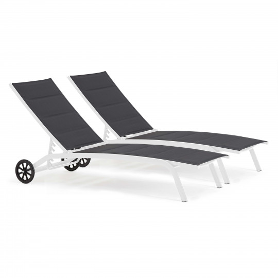 Lot de 2 bains de soleil en aluminium inclinables 4 positions | Oviala