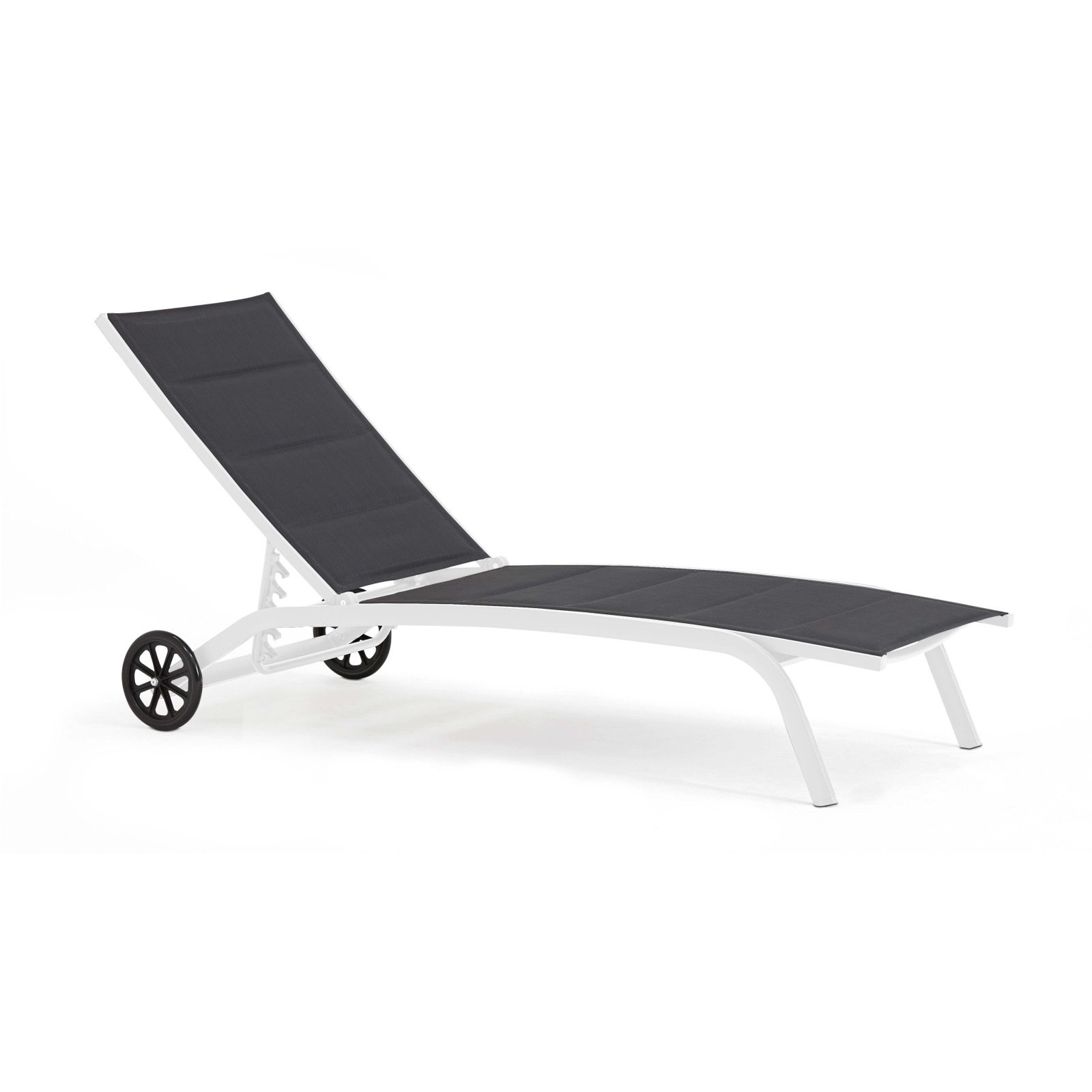 Lot de 2 bains de soleil en aluminium avec roues, inclinables 4 positions