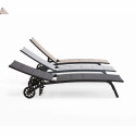 Lot de 2 bains de soleil en aluminium avec roues, inclinables 4 positions