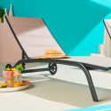 Lot de 2 bains de soleil en aluminium avec roues, inclinables 4 positions