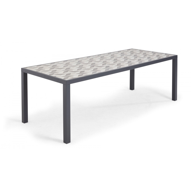 Salon de jardin 10 places table en céramique motif Tilt