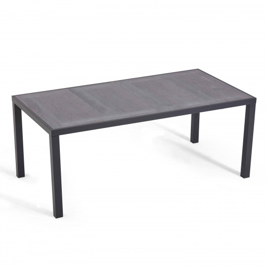 Table avec plateau en céramique gris anthracite 8 personnes