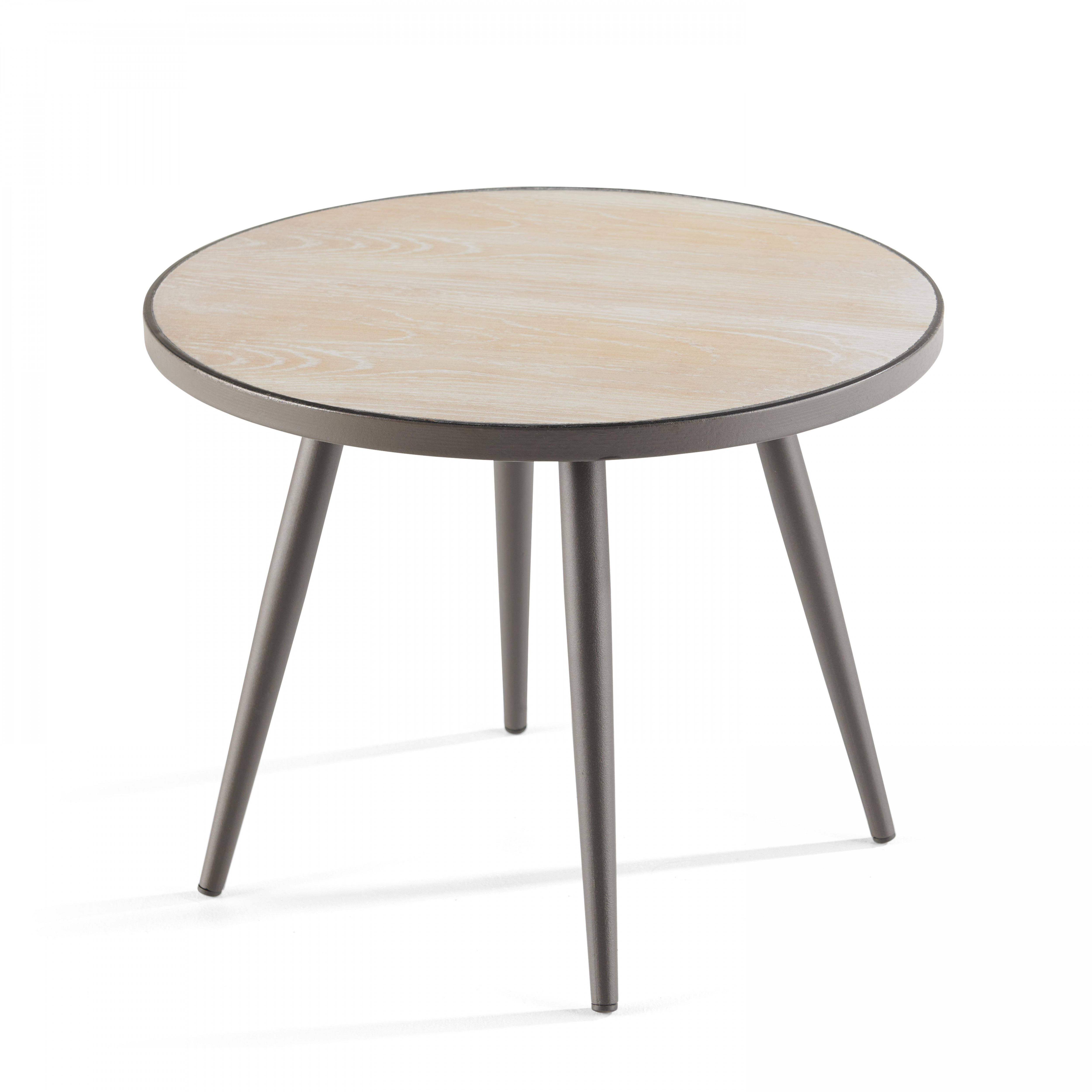 Table basse ronde avec plateau imitation bois Ø 45 cm