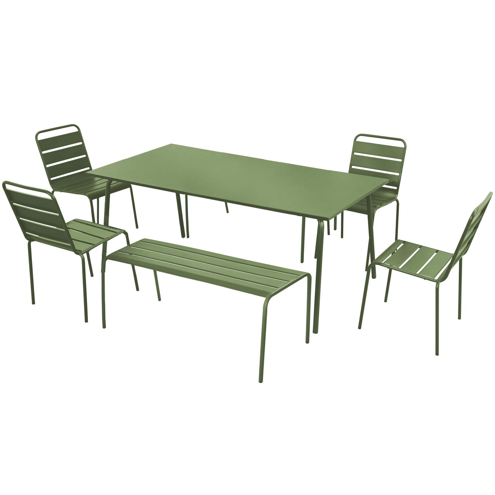 Salon de jardin en métal 2 bancs et 4 chaises