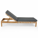 Bain de soleil en acacia avec coussin, inclinable 5 positions