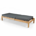Bain de soleil en acacia avec coussin, inclinable 5 positions