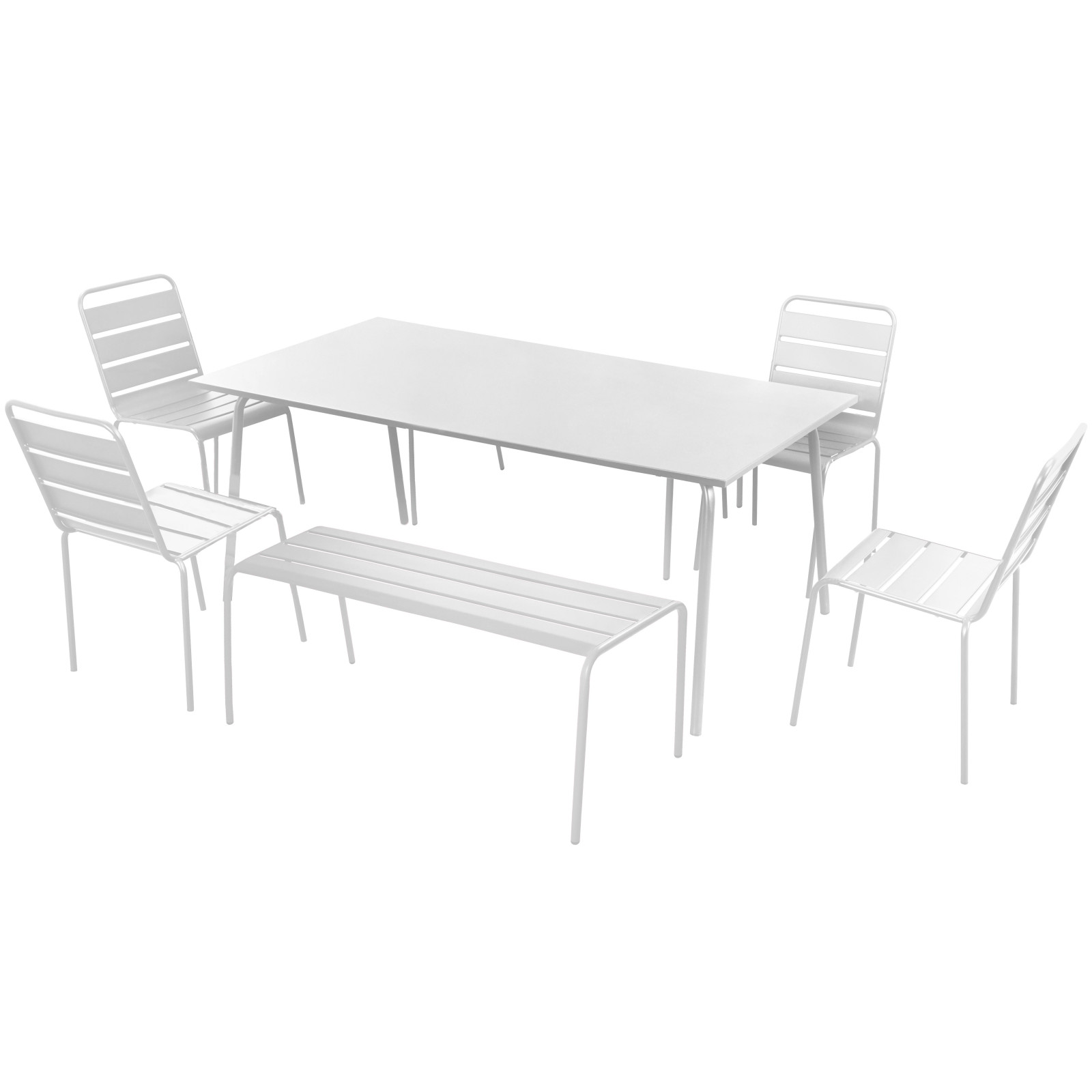 Salon de jardin en métal 2 bancs et 4 chaises