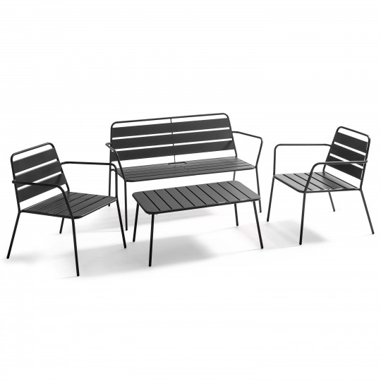 Salon de jardin 4 places + 1 table + 2 fauteuils + 1 canapé | Oviala