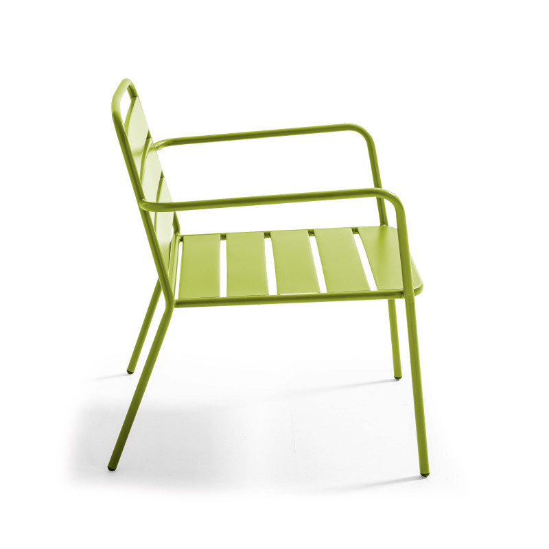 Salon de jardin 4 places en métal, 1 table basse, 2 fauteuils, 1 canapé