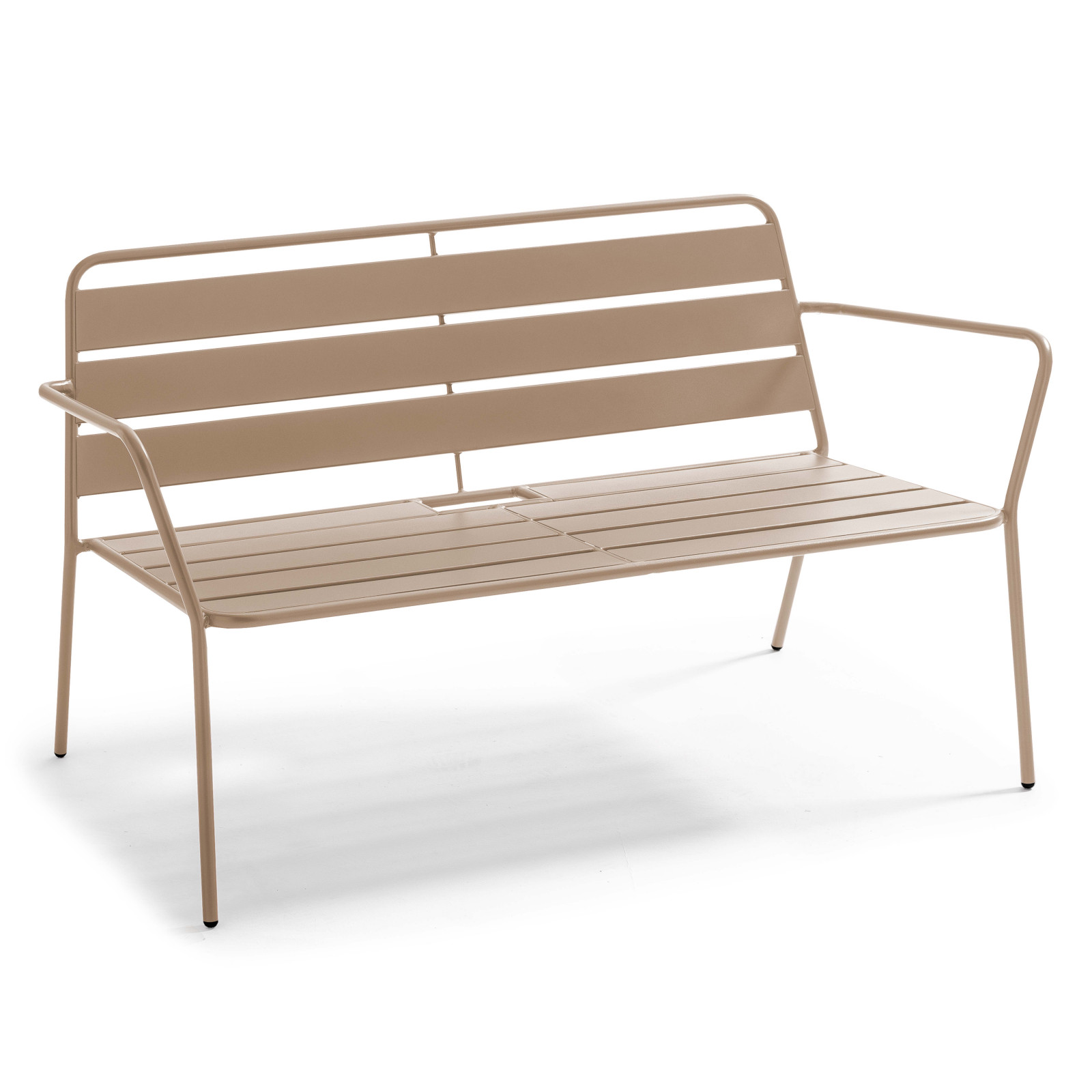 Salon de jardin 4 places en métal, 1 table basse, 2 fauteuils, 1 canapé