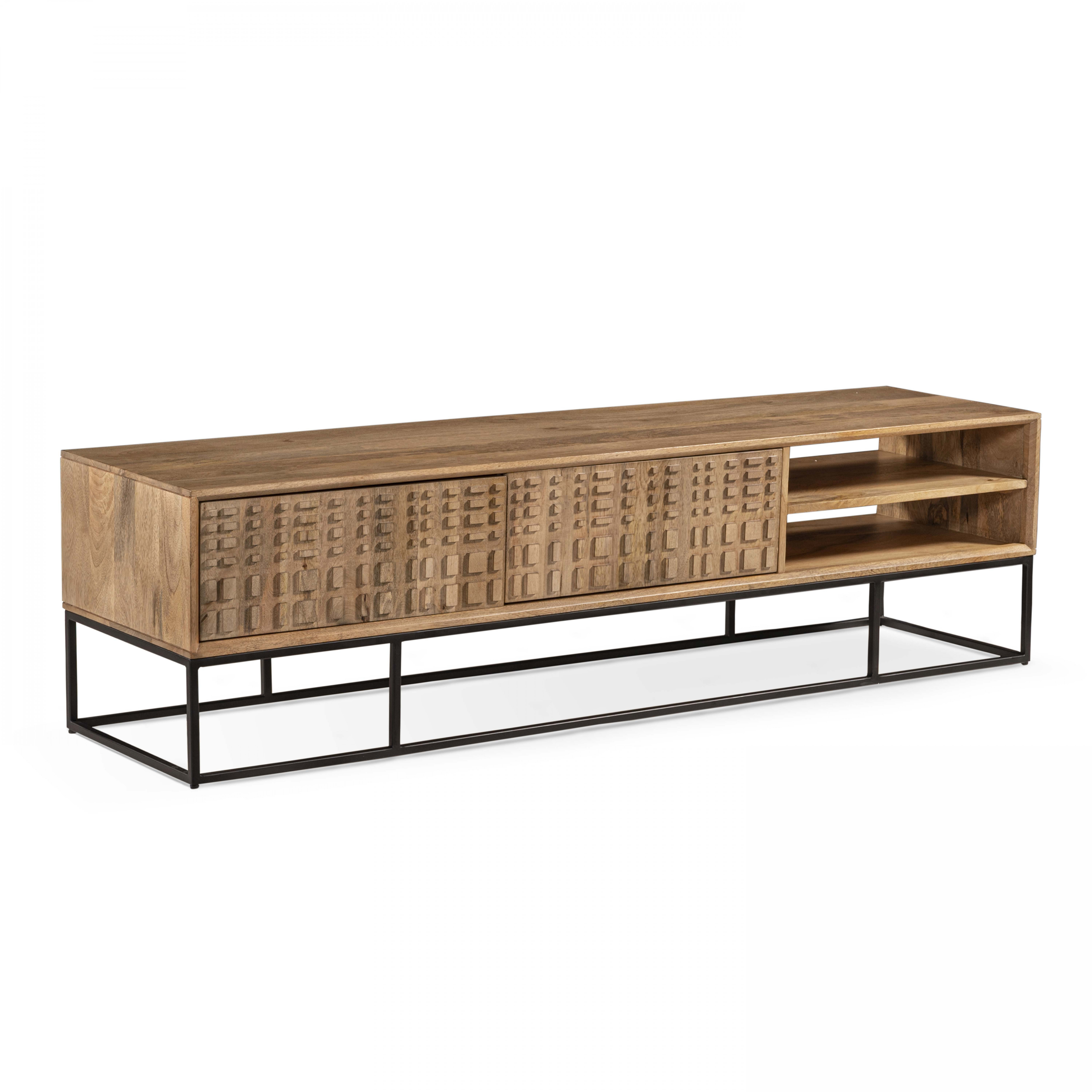 Meuble TV en manguier massif sculpté 175 cm