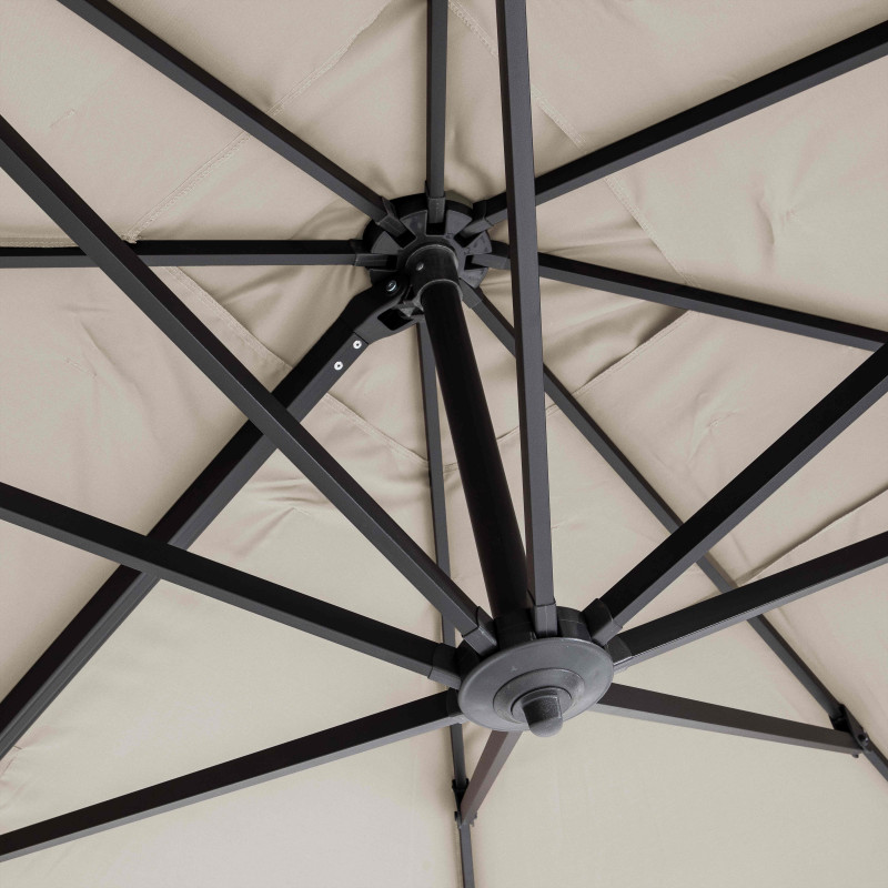 Ensemble parasol déporté rectangulaire 240g/m² rotatif 360 (2 x 3m) + 4 dalles lestées (5/7)