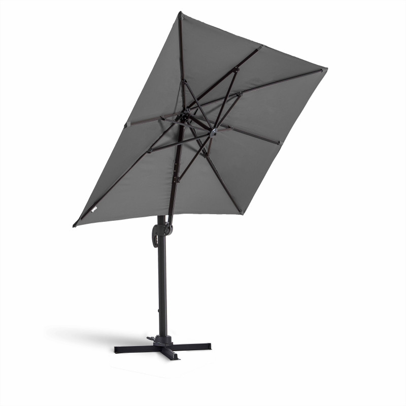 Ensemble parasol déporté rectangulaire 240g/m² (2x3m) rotatif 360° + 4 dalles à lester remplissables (2/7)