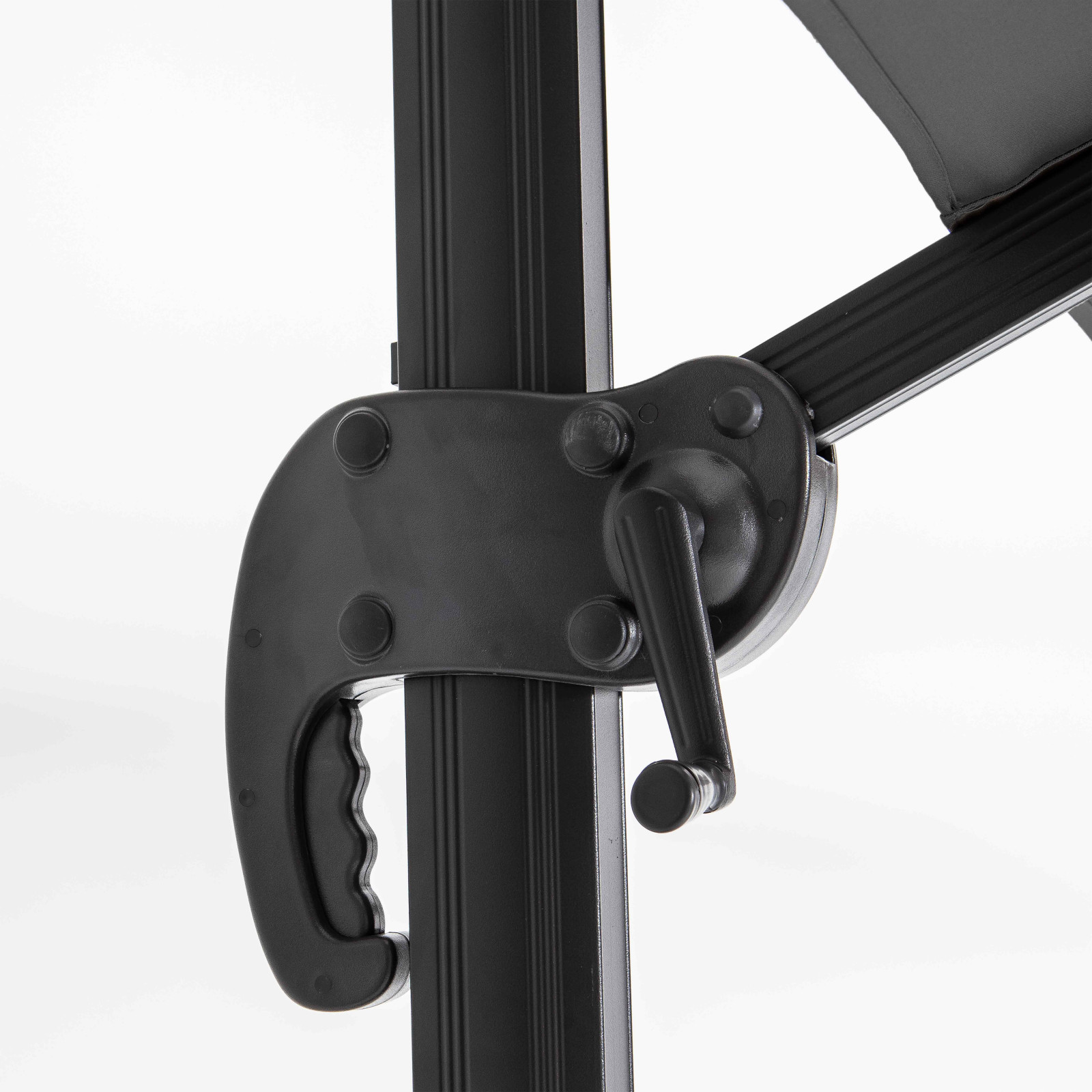 Ensemble parasol déporté rectangulaire 240g/m² (2x3m) rotatif 360° + 4 dalles à lester remplissables