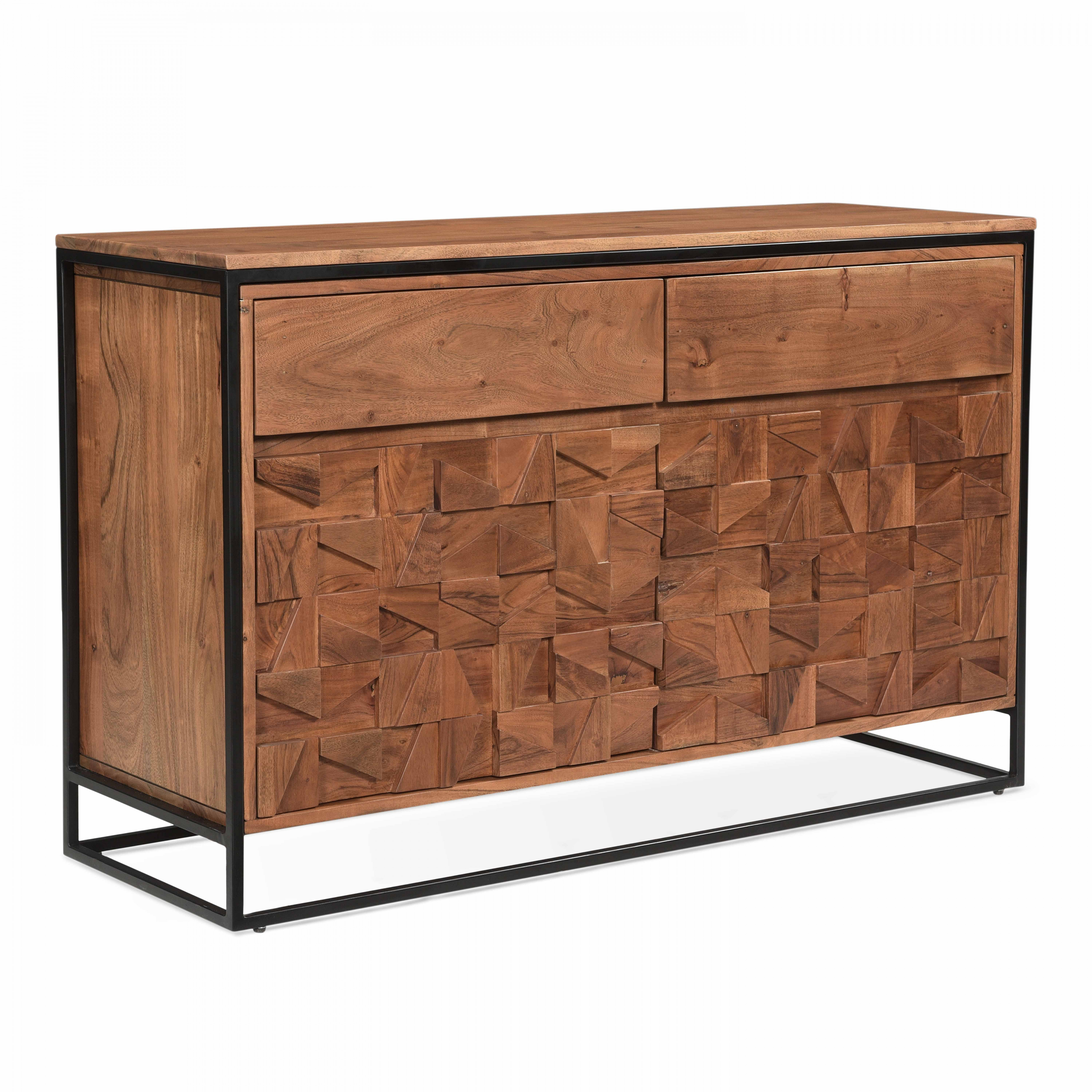 Buffet 2 portes et 2 tiroirs en acacia massif 119 cm