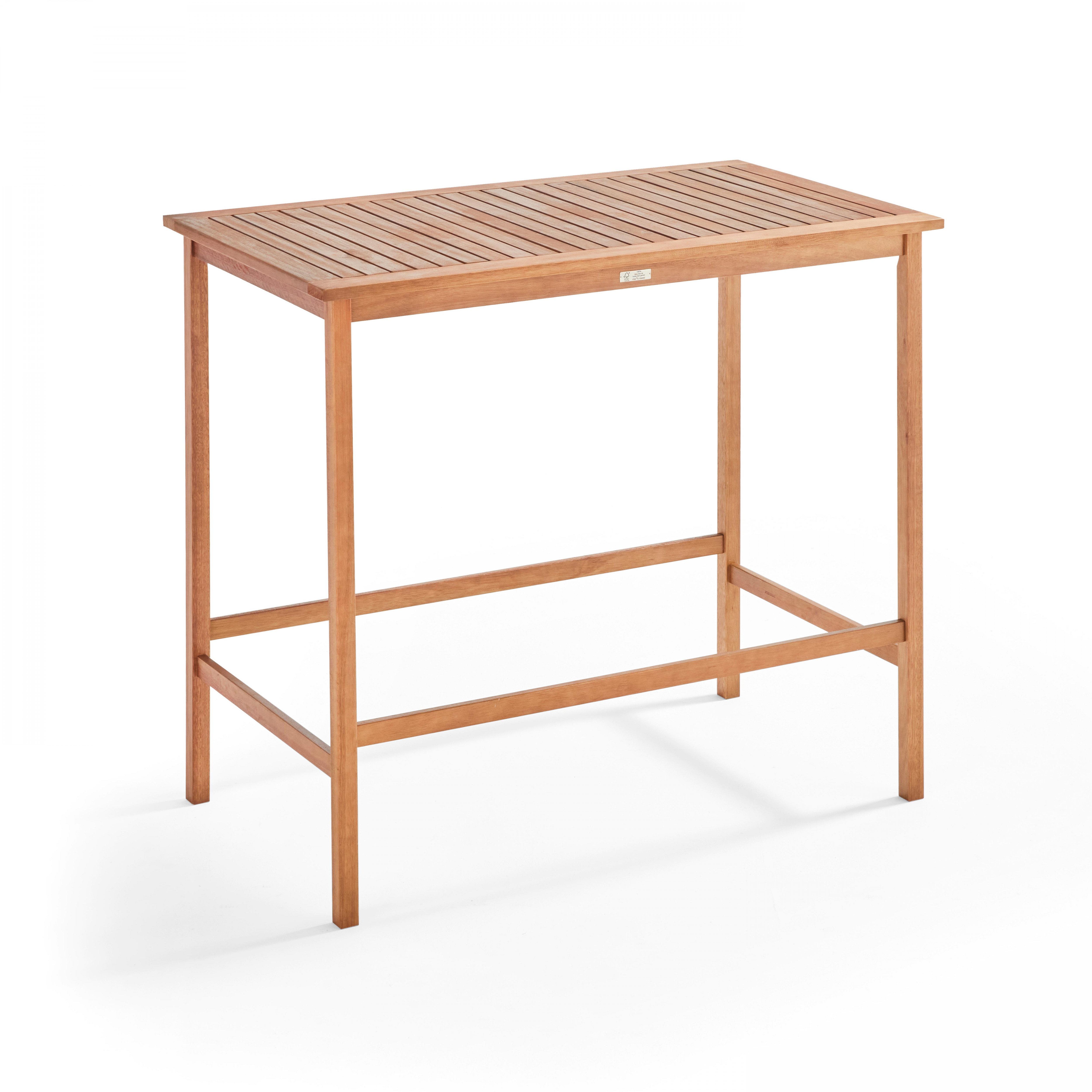 Table haute (120 x 70 x 110 cm) en bois d'eucalyptus