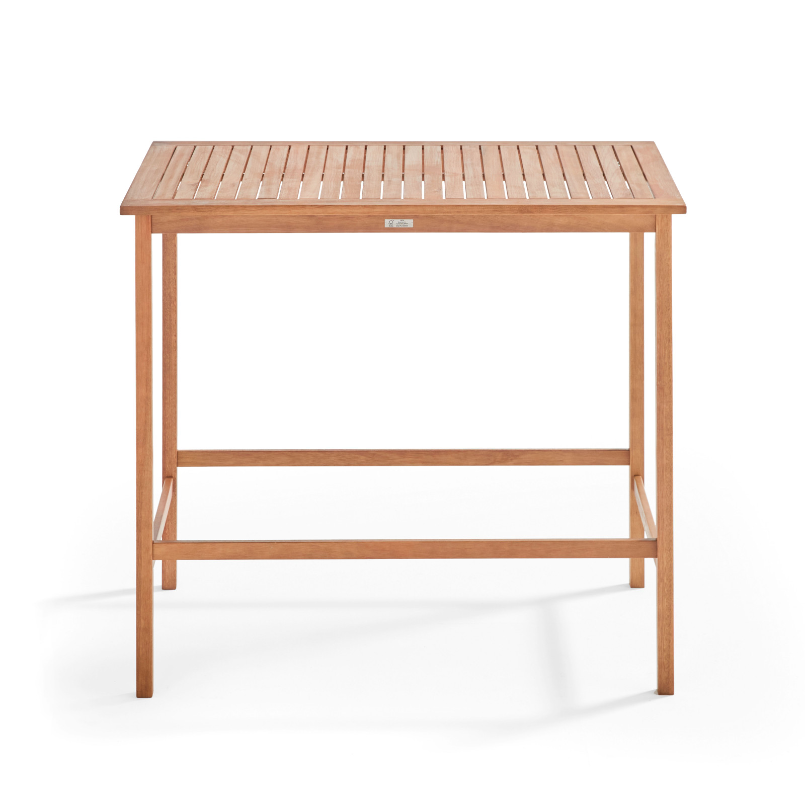 Table haute (120 x 70 x 110 cm) en bois d'eucalyptus