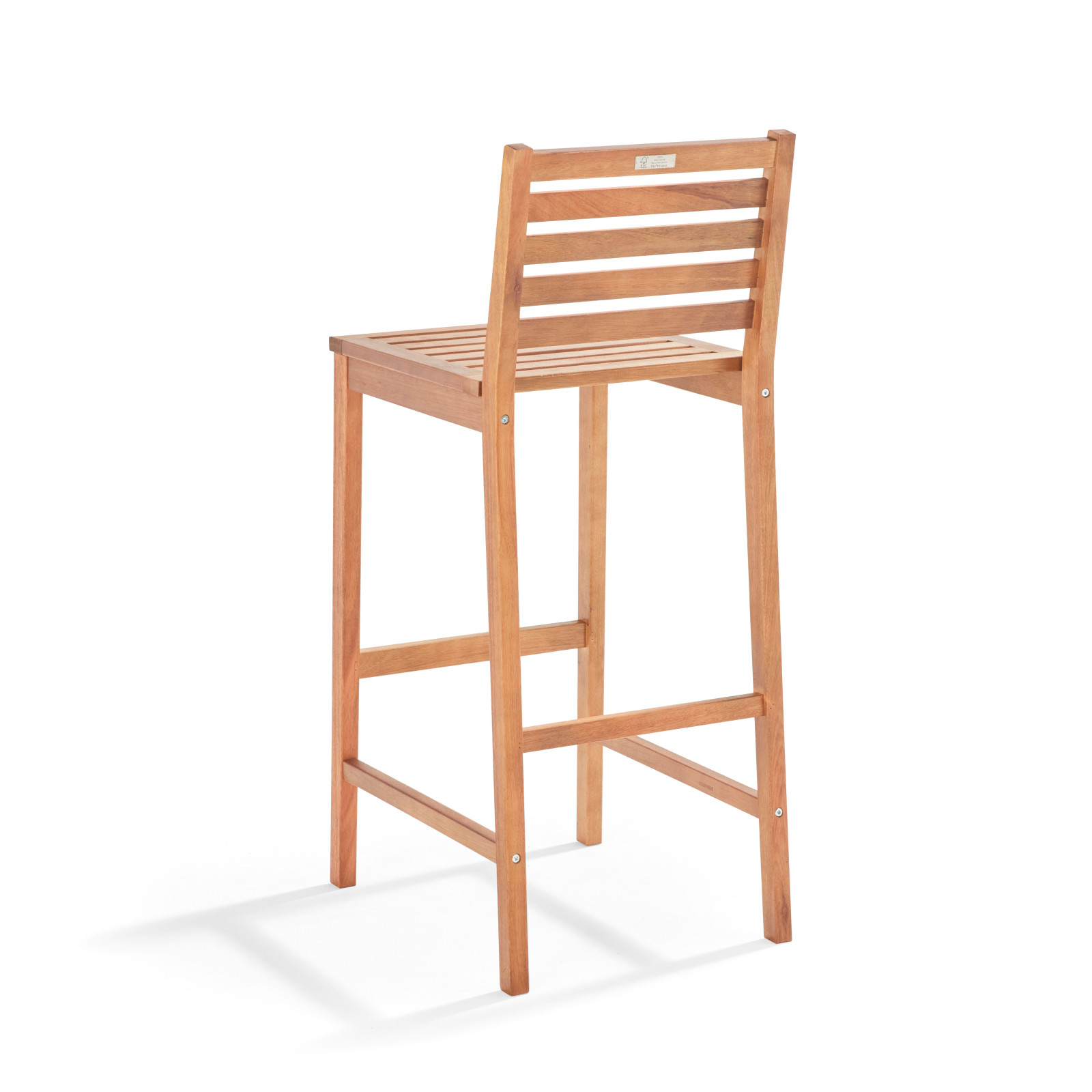 Table de bar (120 x 70 x 110 cm) + 4 chaises hautes en bois d'eucalyptus