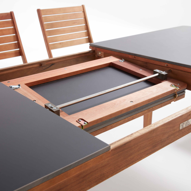 Table de jardin extensible (180/240 x 90 x 76 cm) cm) en bois d'eucalyptus