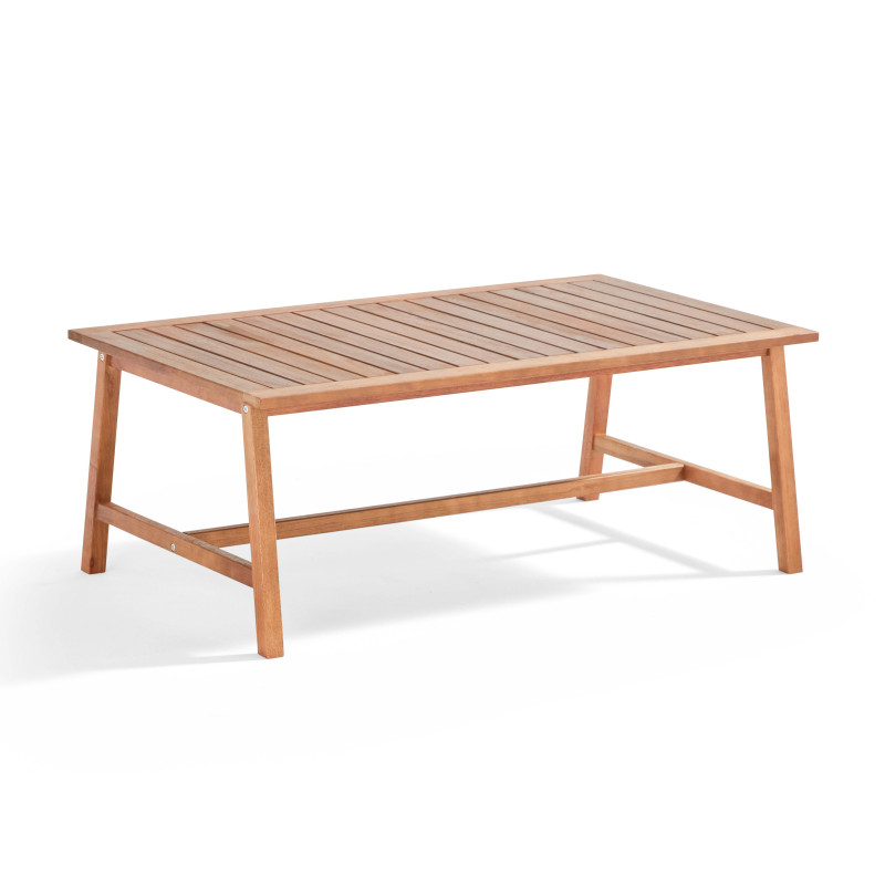 Salon de jardin en bois d'eucalyptus avec 1 canapé, 2 fauteuils et table basse