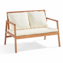Salon de jardin en bois d'eucalyptus avec 1 canapé, 2 fauteuils et table basse