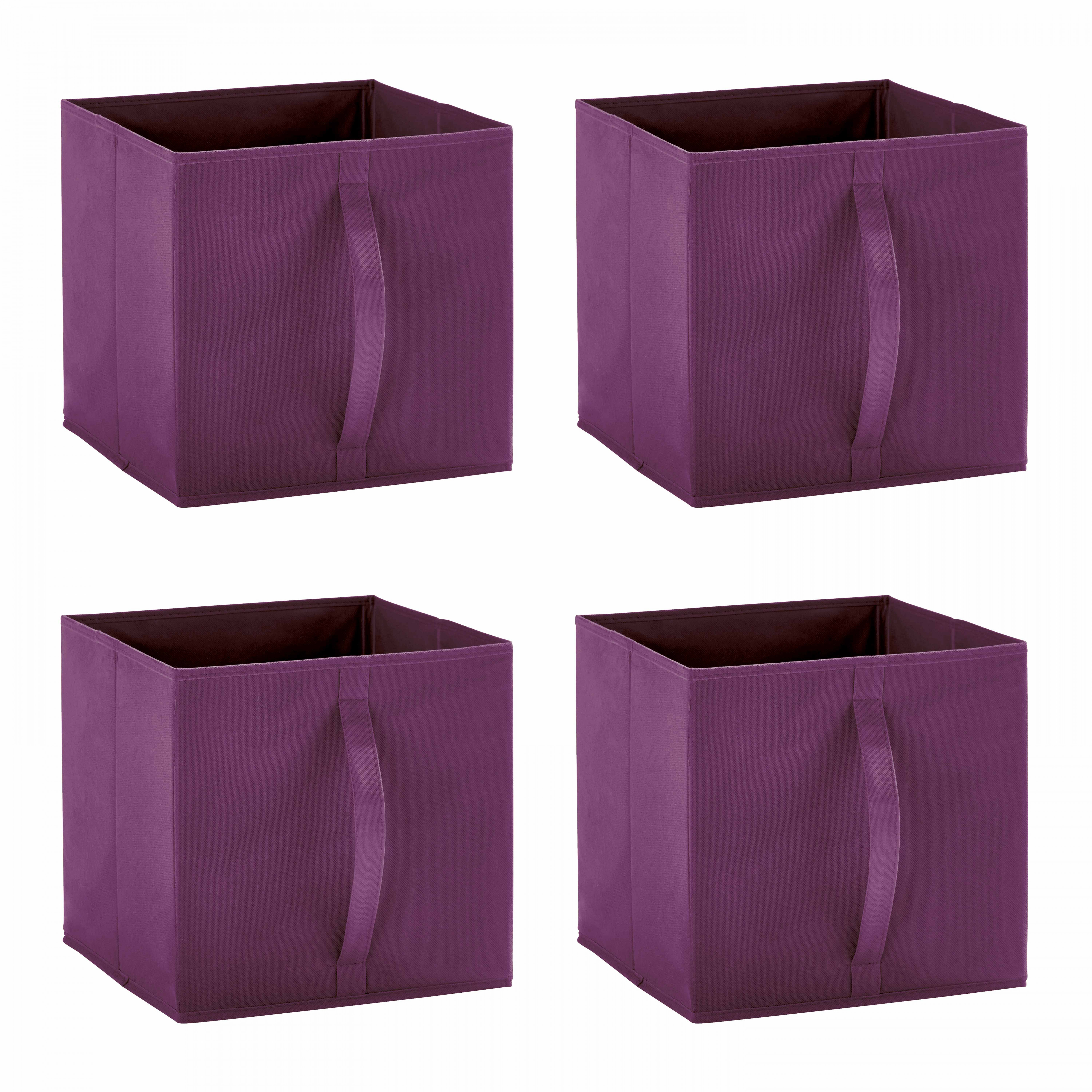 Lot de 4 boîtes de rangement en tissu 30 x 30 cm