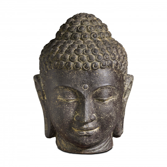 Statue de jardin tête de Bouddha en pierre 54cm