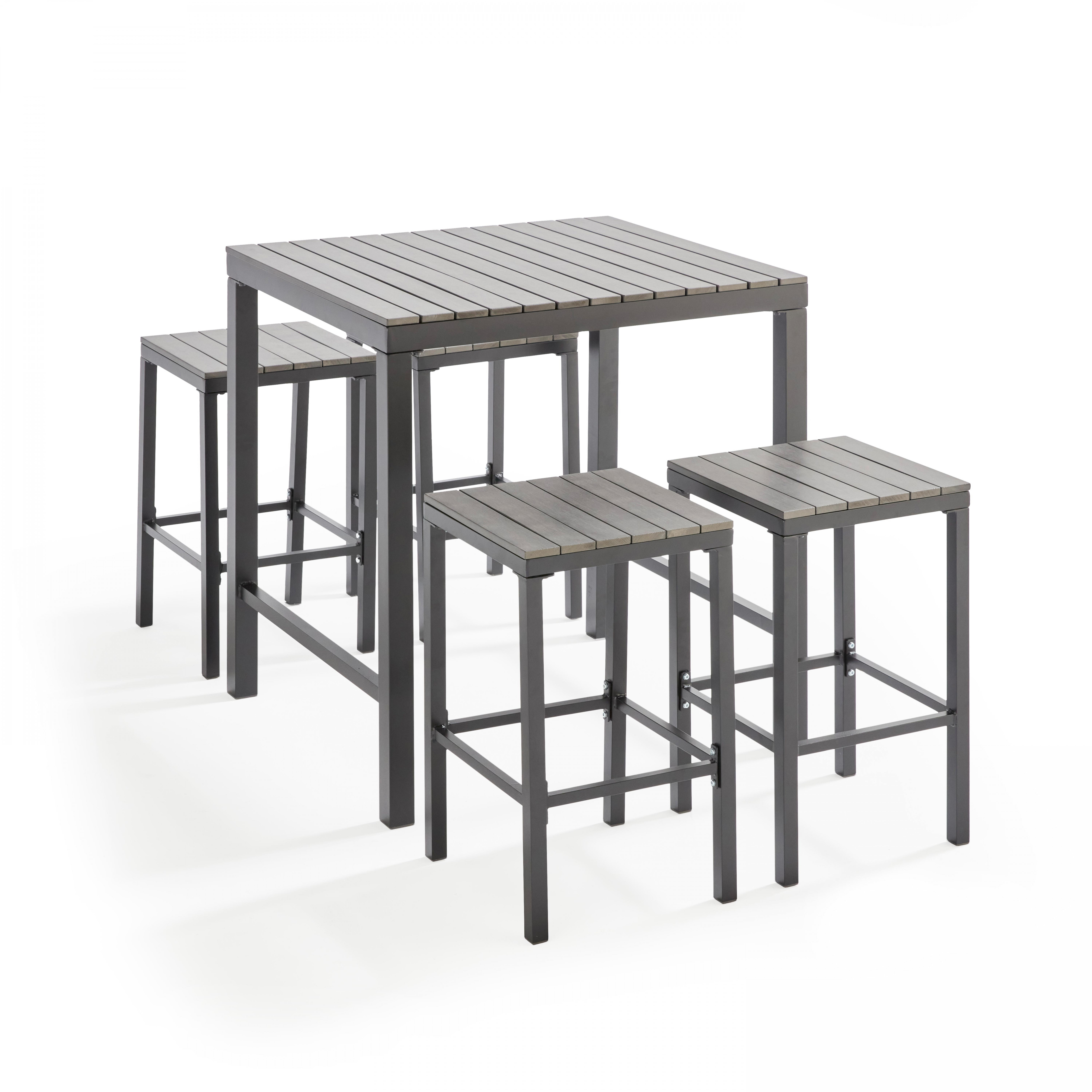 Table haute de jardin 4 places aluminium et polywood