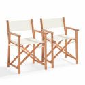 Lot de 2 chaises pliantes en bois d'eucalyptus + textilène