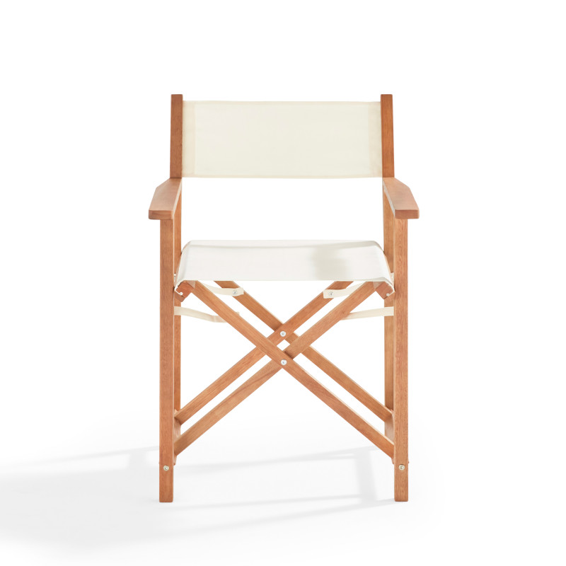 Lot de 2 chaises pliantes en bois d'eucalyptus + textilène (4/6)
