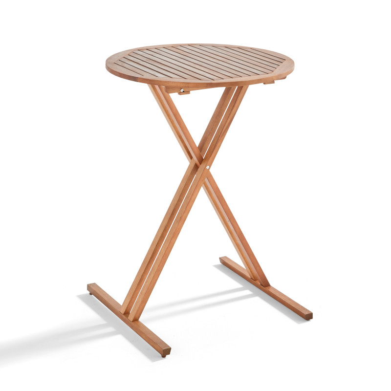 Mange-debout pliant rond en bois d'eucalyptus