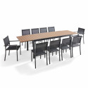 Table de jardin extensible 200/300 cm + 8 chaises et 2 fauteuils
