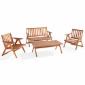 Salon de jardin pliant 4 places en bois d'eucalyptus