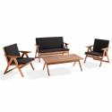Salon de jardin pliant 4 places en bois d'eucalyptus