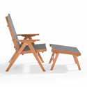 Fauteuil relax en bois d'eucalyptus avec repose-pieds