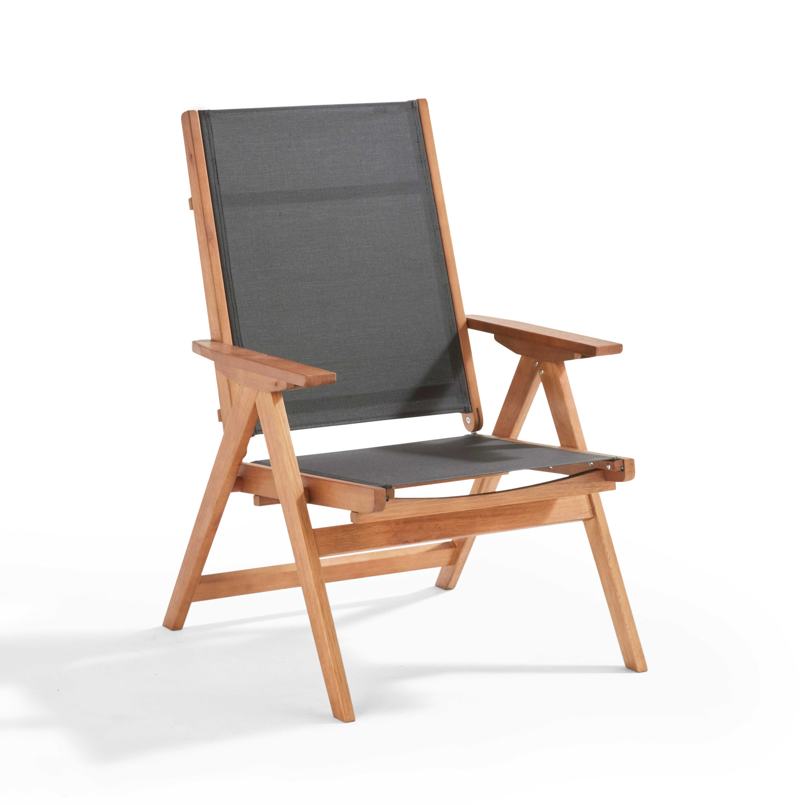 Fauteuil relax en bois d'eucalyptus avec repose-pieds