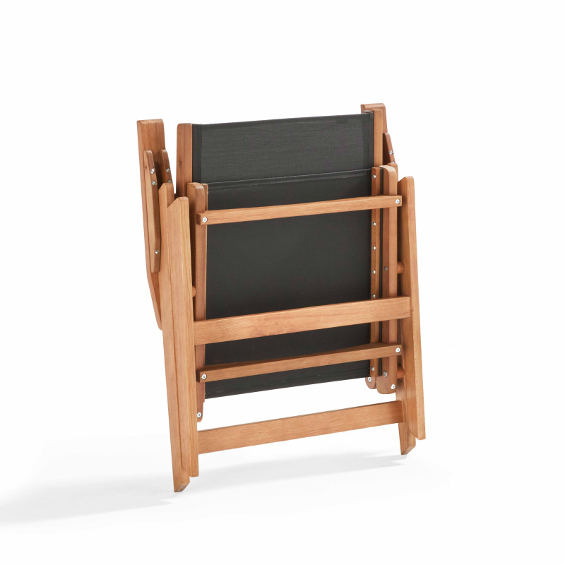 Fauteuil relax en bois d'eucalyptus avec repose-pieds