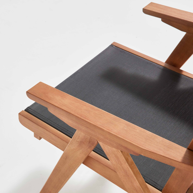 Fauteuil relax en bois d'eucalyptus avec repose-pieds