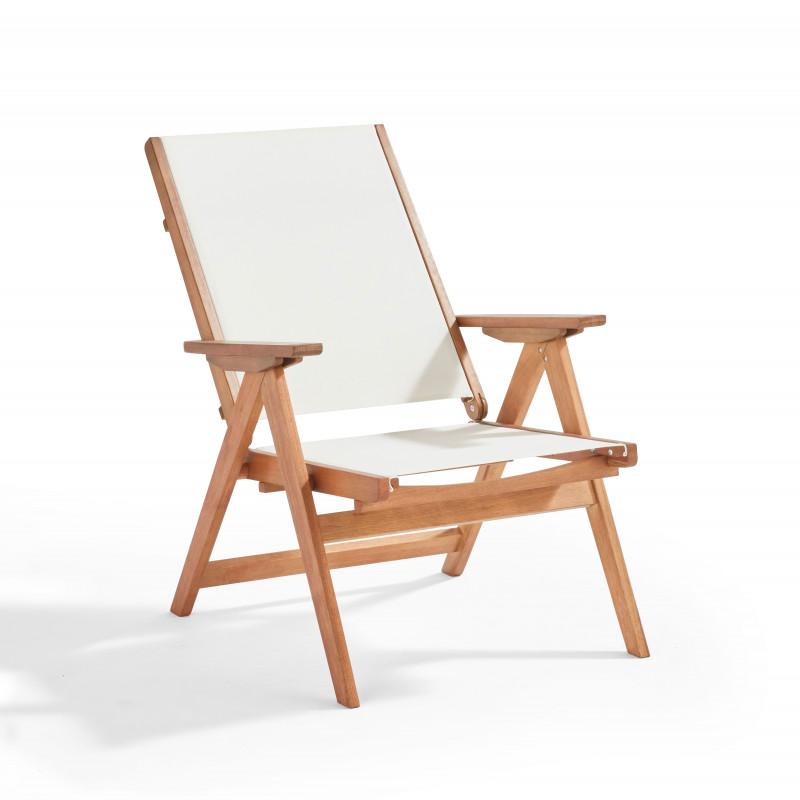 Fauteuil relax en bois d'eucalyptus avec repose-pieds