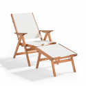 Fauteuil relax en bois d'eucalyptus avec repose-pieds